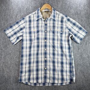 Eddie Bauer Button Down Shirt Mens M Travex Plaid Pockets Outdoor #AC192